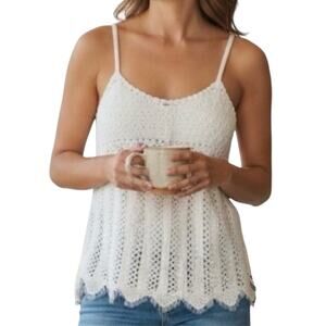 RARE Deadstock Vintage Raiment Fashions NWT Cotton Crochet Tank Top Large White